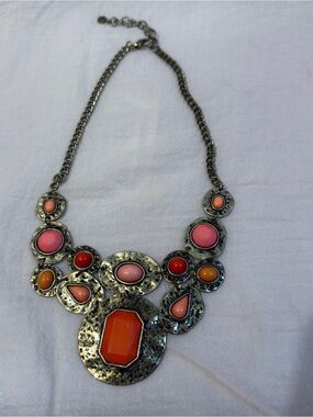 Ruby Rd. Y2K Multi-Color Statement Necklace with Coral and Pink Accents